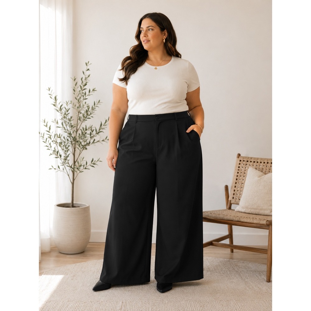 Torrid Studio Pant Womens 20 Tall Black Wide Leg Crepe High Rise Professional